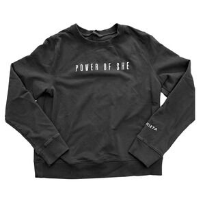Athleta Black Power of She Sweatshirt Women's Long Sleeve Crewneck Top SMALL